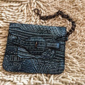 O.P.I. blue faux embossed alligator skin with chain wristlet